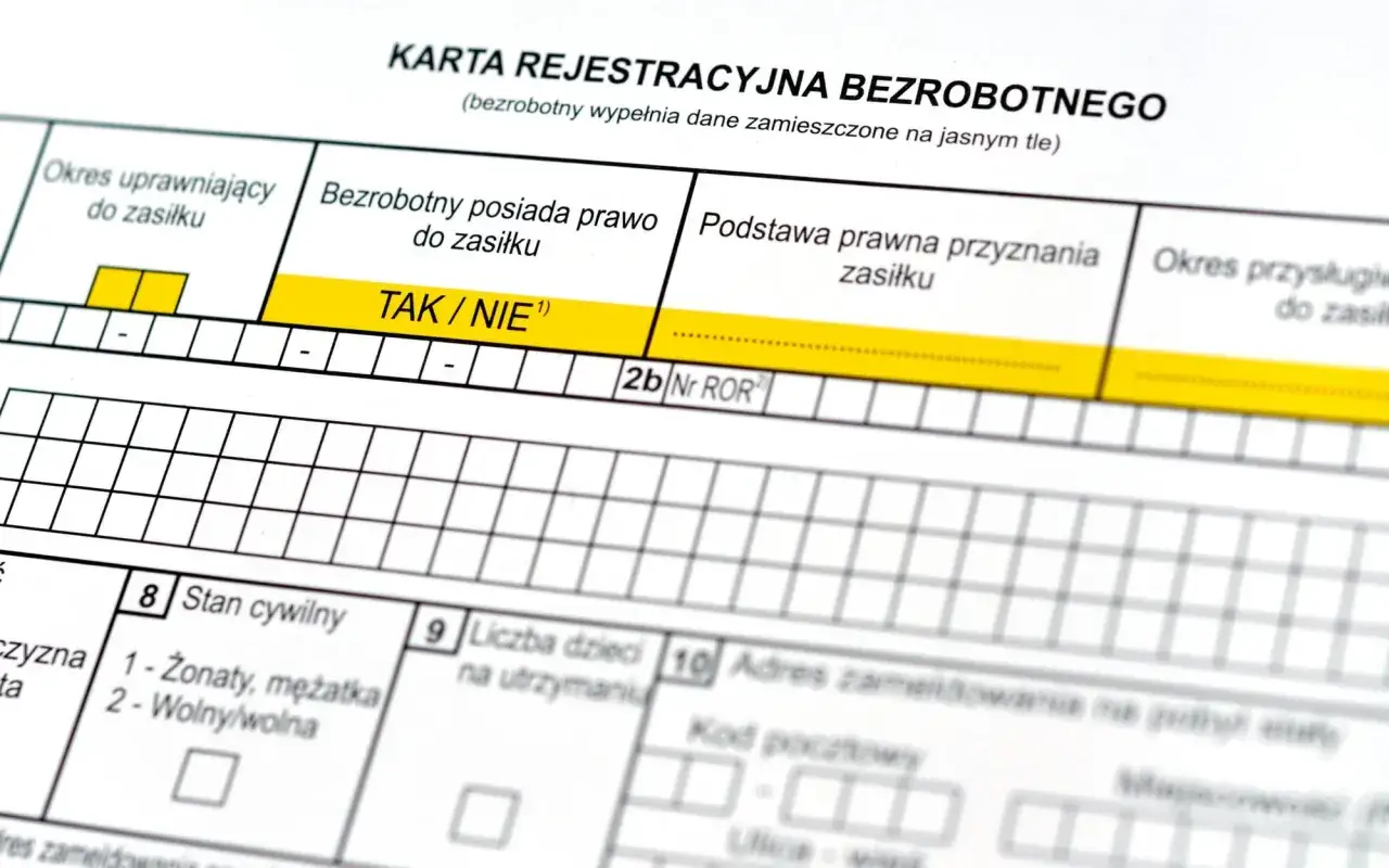 Karta rejestracyjna bezrobotnego z pytaniem