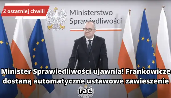 Minister Sprawiedliwości ogłasza zawieszenie rat dla frankowiczów. To ważna informacja dla osób z kredytem frankowym, która może wpłynąć na ich sytuację finansową i kwestie podatkowe.